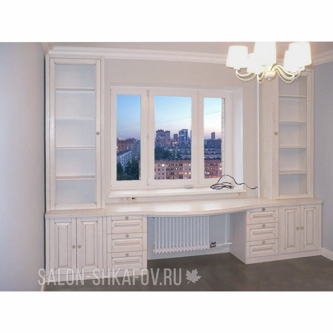 Шкаф Н-915. Шкаф вокруг окна. Фасад: МДФ, эмаль матовая Шкаф Н-915. Шкаф вокруг окна. Фасад: МДФ, эмаль матовая